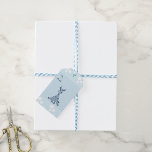 Zittende Giraffe Cadeaulabel (Met Touw)