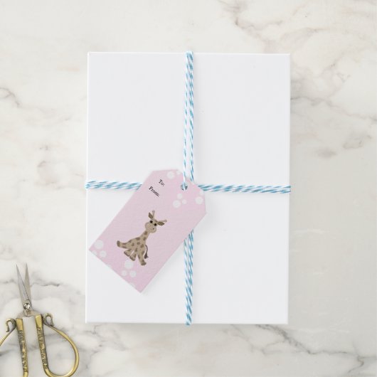 Zittende Giraffe Cadeaulabel (Met Touw)