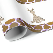 Zittende giraffe met giraffe vachtprint cadeaupapier (Rol Hoek)