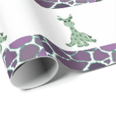 Zittende giraffe met giraffe vachtprint cadeaupapier (Rol Hoek)