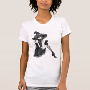 Zittende Gotische Heks – Witchcore Donkere Elegant T-shirt