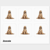Zittende gouden Afghaanse hond Vierkante Sticker (Vel)