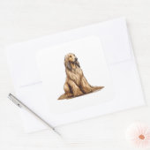 Zittende gouden Afghaanse hond Vierkante Sticker (Envelop)