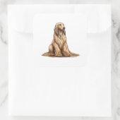 Zittende gouden Afghaanse hond Vierkante Sticker (Tas)