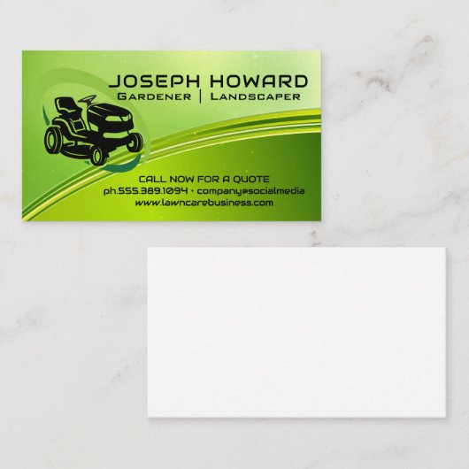 Zittende grasmaaier | Groene achtergrond Visitekaartje (Voorkant / Achterkant)