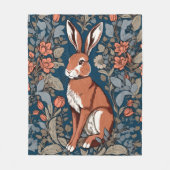 Zittende haas William Morris geïnspireerd Floral Fleece Deken (Voorkant)
