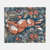 Zittende haas William Morris geïnspireerd Floral Fleece Deken (Voorkant (Horizontaal))