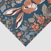 Zittende haas William Morris geïnspireerd Floral Tissuepapier (Detail)