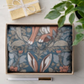 Zittende haas William Morris geïnspireerd Floral Tissuepapier (Geschenk)