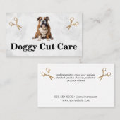 zittende hond | huisdierverzorger | schaar visitekaartje (Voorkant / Achterkant)
