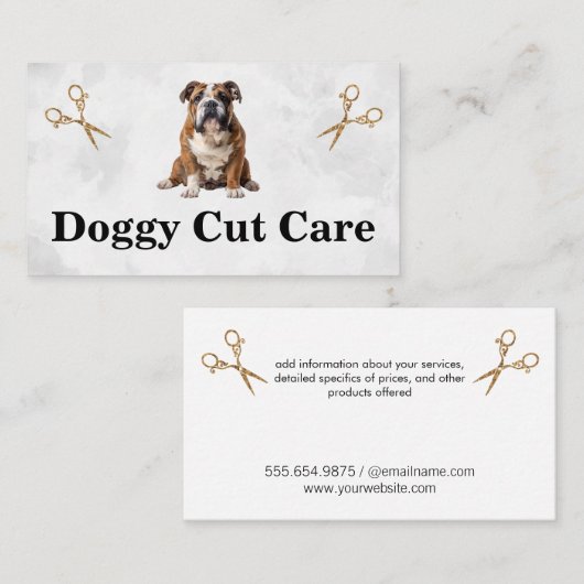 zittende hond | huisdierverzorger | schaar visitekaartje (Voorkant / Achterkant)