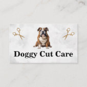 zittende hond | huisdierverzorger | schaar visitekaartje (Voorkant)