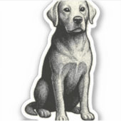 zittende hond illustratie sticker (Voorkant)