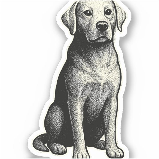  zittende hond illustratie sticker (Voorkant)