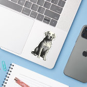 zittende hond illustratie sticker (Laptop met iPhone)