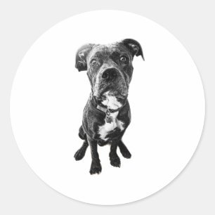 Zittende Hond Sticker – Realistische Zwarte en Wit