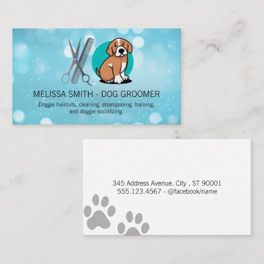 Zittende Hond | Verzorgingsgereedschap Visitekaartje (Voorkant / Achterkant)