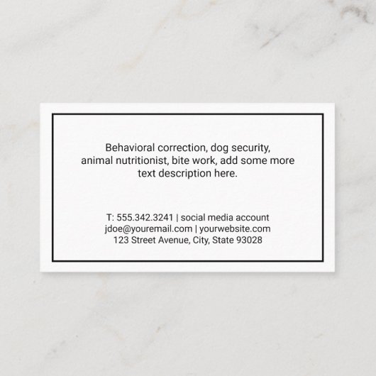 Zittende Honden | Hondentrainer Visitekaartje (Achterkant)