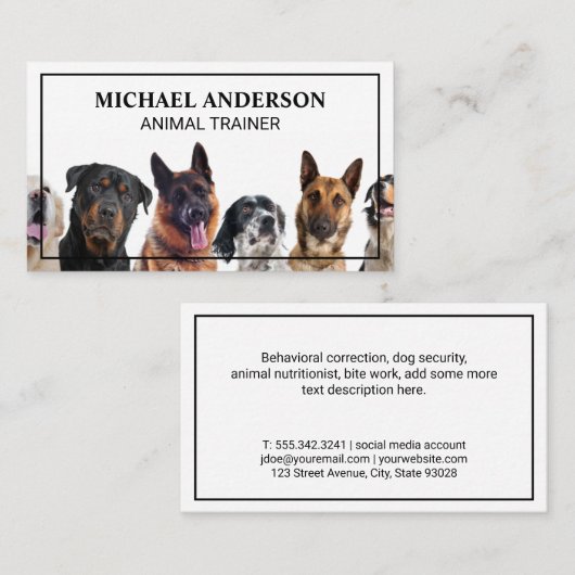 Zittende Honden | Hondentrainer Visitekaartje (Voorkant / Achterkant)