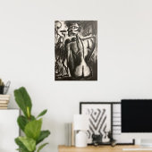 zittende houtskoolkunst poster (Thuiskantoor)