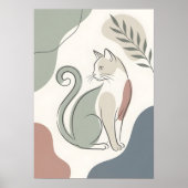 Zittende Kat Boho Abstract Poster (Voorkant)