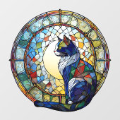Zittende Kat Glas in lood Stijl Zonnevanger Raamsticker (Vel)