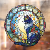 Zittende Kat Glas in lood Stijl Zonnevanger Raamsticker (Vel 2)