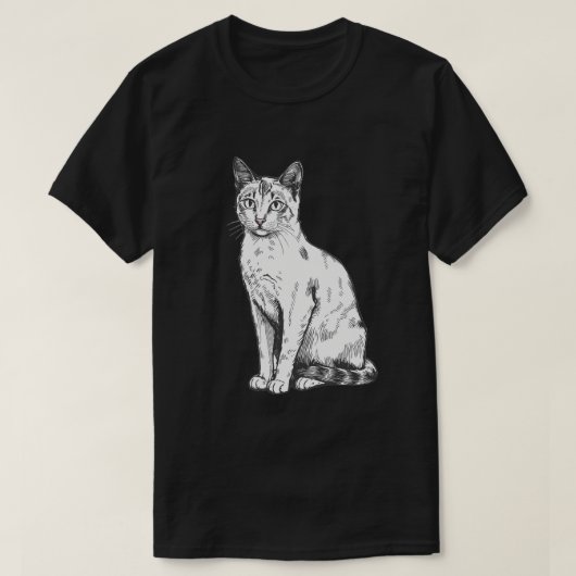 Zittende Kat Kunst T-shirt (Design voorkant)