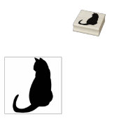 Zittende kat silhouet kunst stempel (Gestempeld)