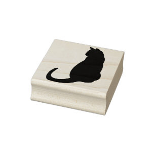 Zittende kat silhouet kunst stempel