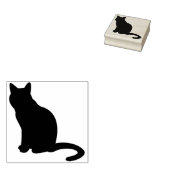 Zittende kat silhouet kunst stempel (Gestempeld)