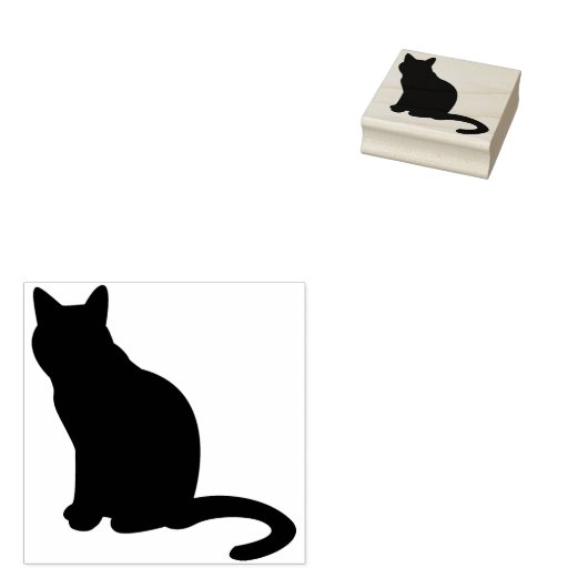Zittende kat silhouet kunst stempel (Gestempeld)