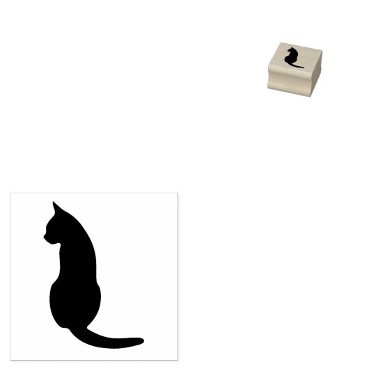Zittende kat silhouet rubber stempel (Gestempeld)