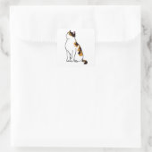 Zittende kat vierkante sticker (Tas)
