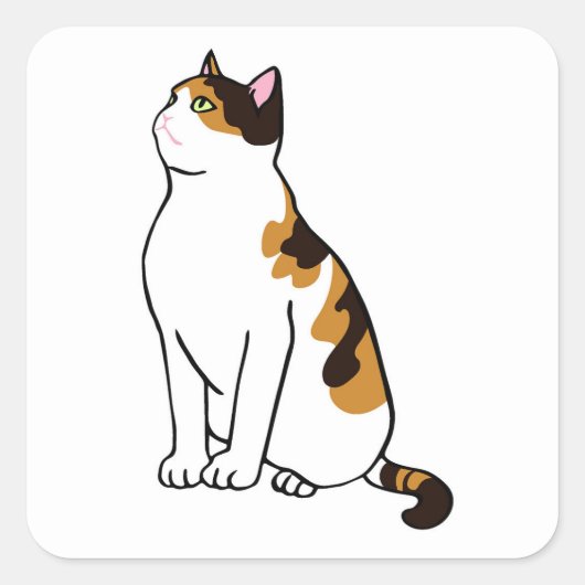 Zittende kat vierkante sticker (Voorkant)