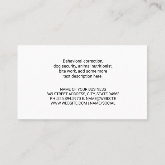 Zittende kleine hond | Dierenbescherming Visitekaartje (Achterkant)