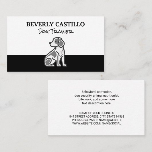 Zittende kleine hond | Dierenbescherming Visitekaartje (Voorkant / Achterkant)