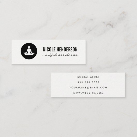 Zittende lotushouding minimalistisch mini visitekaartje (Voorkant / Achterkant)