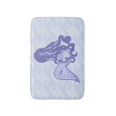 Zittende Meermin Blauw Badmat (Voorkant Verticaal)