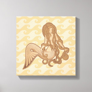 Zittende Meermin Canvas Afdruk