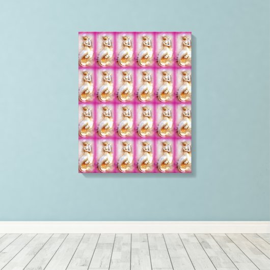 zittende mermaids lavender omwikkeld canvas afdruk (Insitu (Houten vloer))