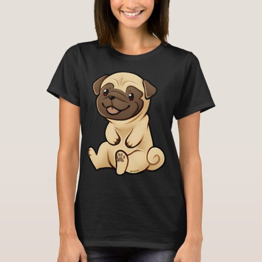 Zittende mopshond t-shirt (Voorkant)