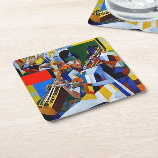 Zittende muzikanten kartonnen onderzetters (Schuin)
