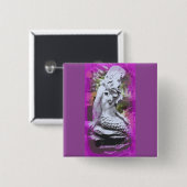 zittende paarse knop vierkante button 5,1 cm (Voorkant /achterkant)