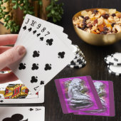 zittende paarse speelkaarten (Insitu)