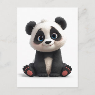 Zittende Panda Beer Cartoon Illustratie Kunst Feestdagenkaart