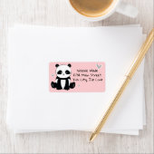 Zittende Panda met harten Roze Etiket (Insitu)