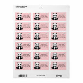 Zittende Panda met harten Roze Etiket (Full Sheet)