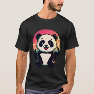 Zittende panda rond t-shirt