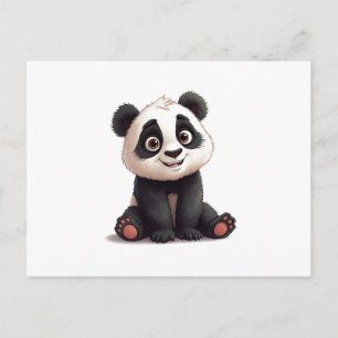 Zittende pandabeer cartoon illustratie artwork feestdagenkaart
